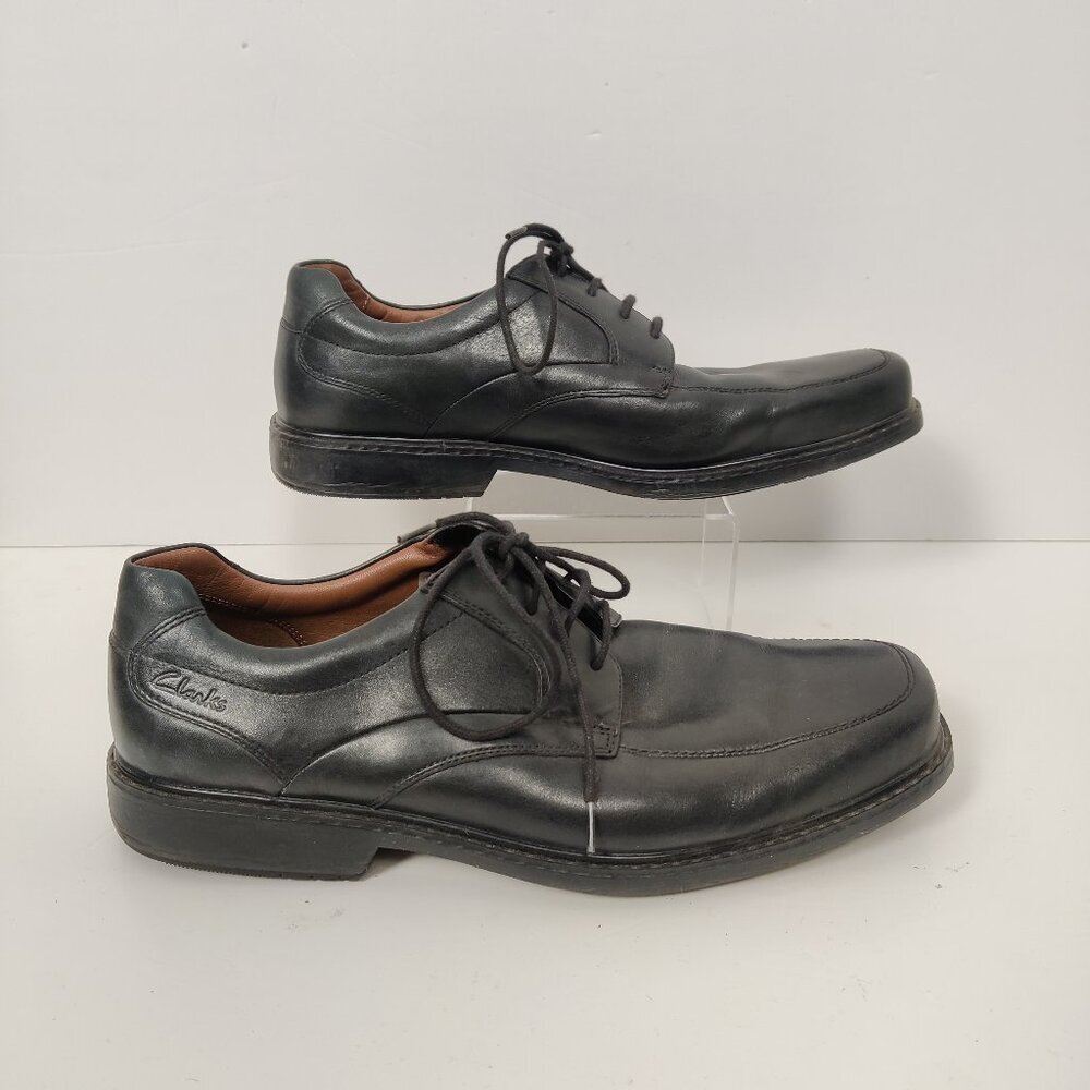 Clarks Men's Black Leather Oxfords - Classic Dress Shoes Size UK 9 Corporate